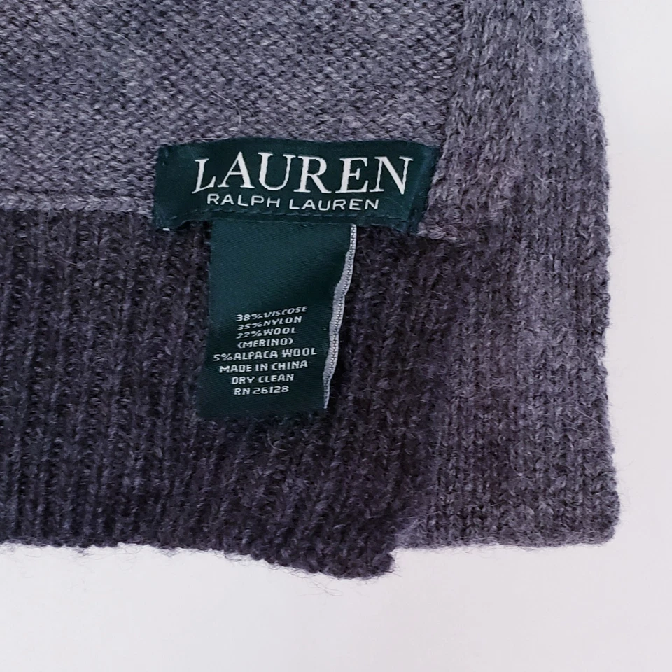 LAUREN RALPH LAUREN Wool Blend "LRL" Signature Monogram Grey Gray Scarf - Image 3 of 4