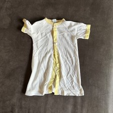 Vintage Infant Yellow  White Curity Snap-Front Baby Gown 22 Inches Long
