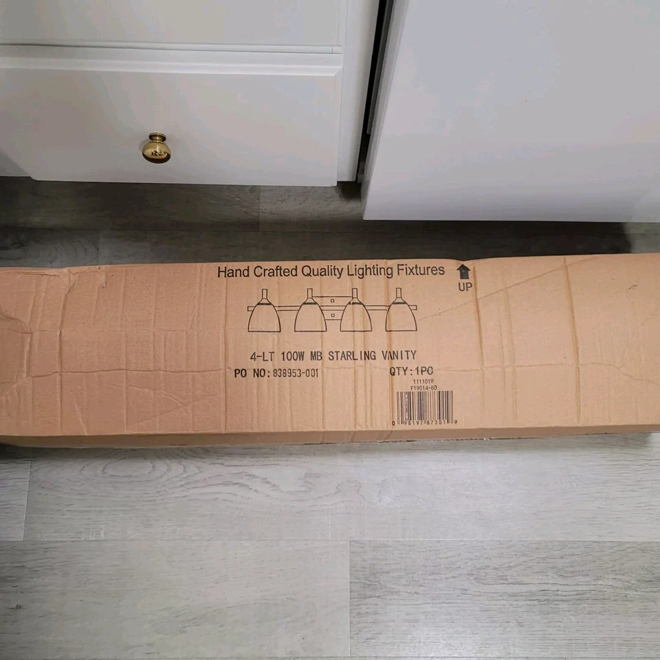 4 Light Starling Vanity Frosted Opal Glass Bright Satin Nickel 100w New Sunset - Image 2 of 4