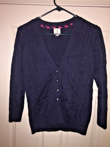 LANDS END Kids Navy Blue Cable Knit 