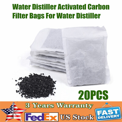 20 Packs Activated Carbon Charcoal Filters For Water Distiller Hygiene US