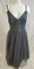David'sBridal Ven style dress gaphite tea length with Lace tulle size 14
