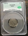1938-D BUFFALO NICKEL CAC AU-58