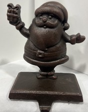 Heavy METAL BROWN BRONZE COLOR SANTA CHRISTMAS STOCKING HANGER HOLDER