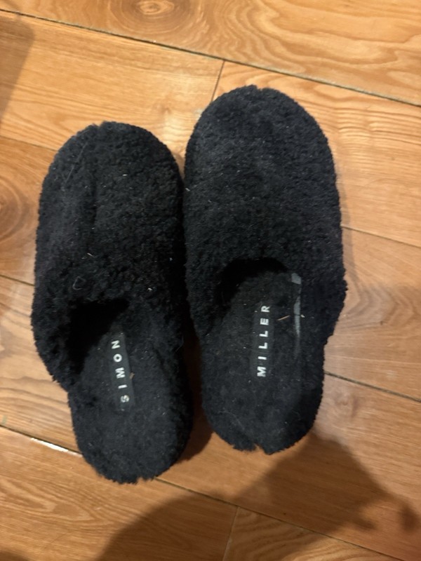 Simon Miller Black Plush Slip-On Slippers size 6