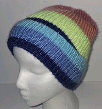 THE CHILDRENS PLACE rainbow Stripe Blue Green Orange Knit Beanie Cap. Kids Size