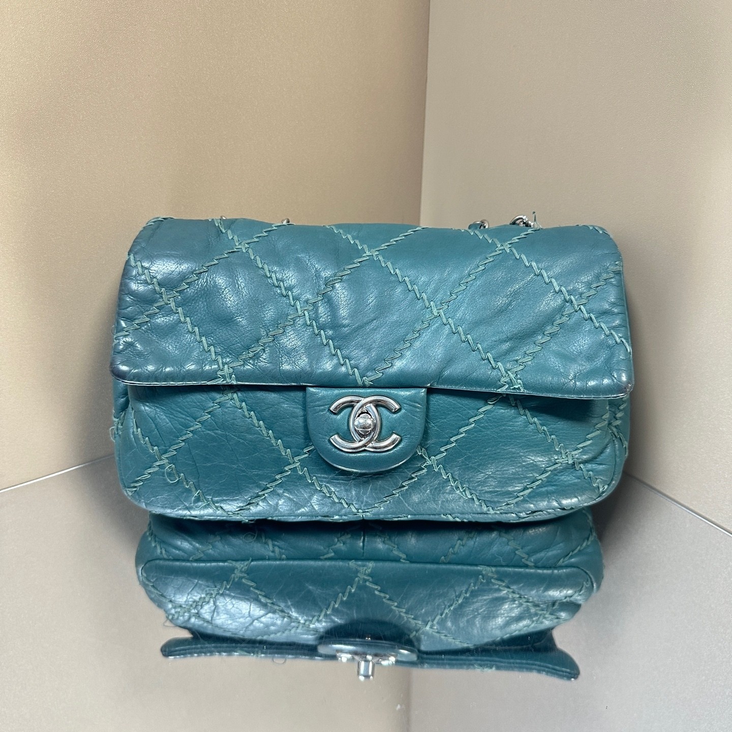 CHANEL Dark Green CF Crossbody Shoulder Bag For Women