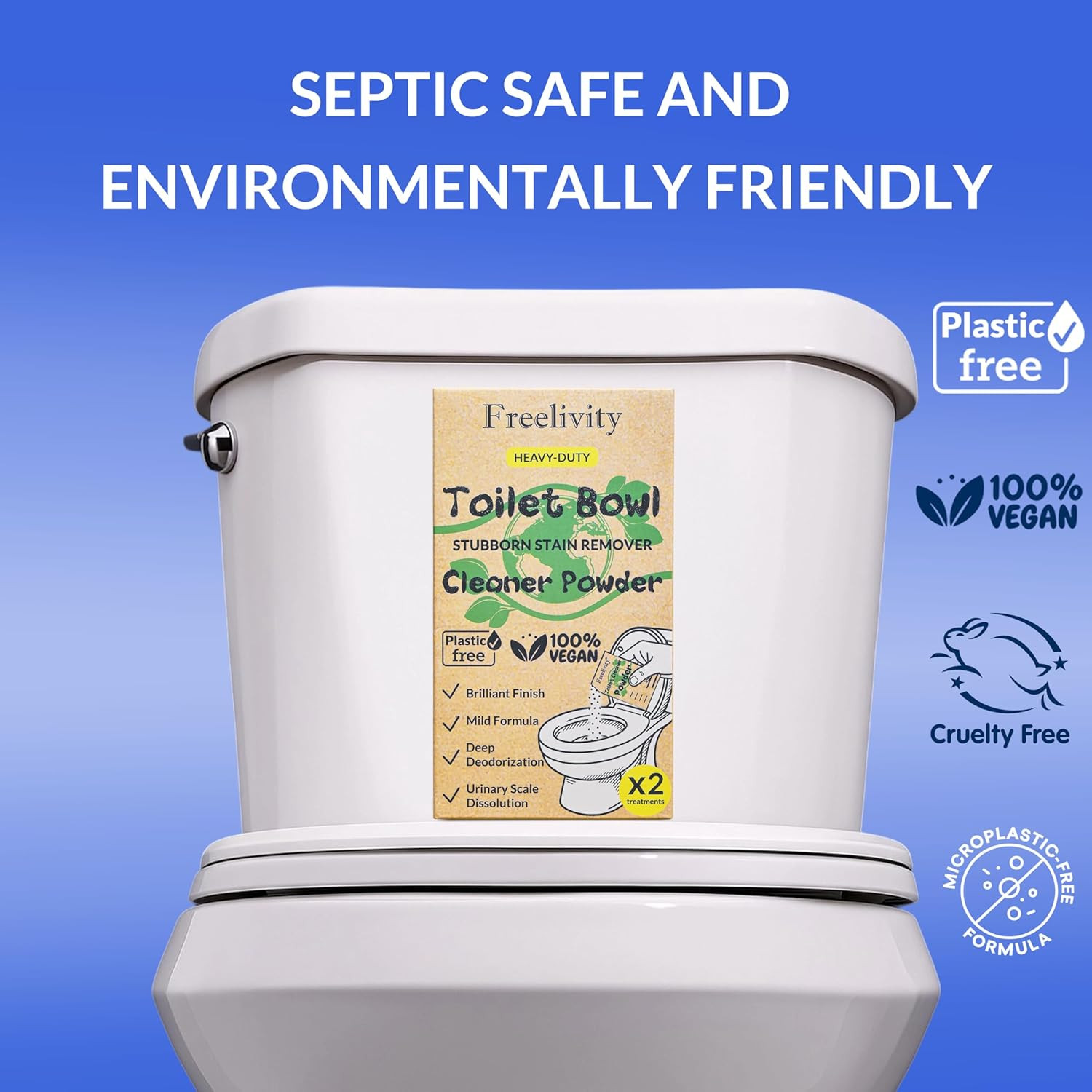 Heavy Duty Toilet Bowl Cleaner Powder - Cleans Hard Water Rings, Calcium Buildup