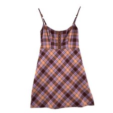 Urban Outfitters UO Keya Plaid Y2K Hook & Eye Mini Dress Womens Small Punk 90's