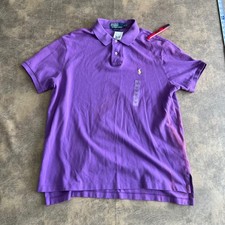 Polo Ralph Lauren Polo Shirt Mens XL DEFECT Purple Custom Fit SS Pony