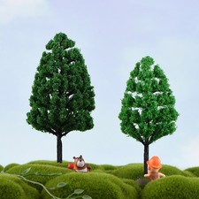 10 Pcs Plastic Model Trees Minature Decorations Green Landscape Simulation