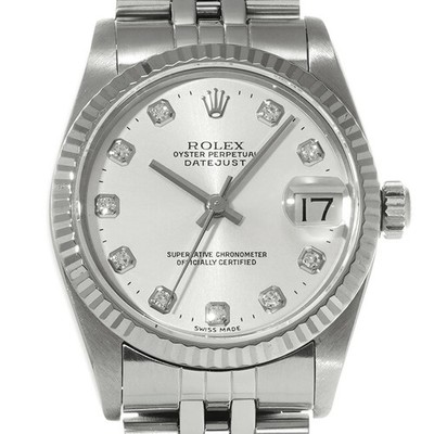 ROLEX Datejust 68274G Unisex Silver Diamond Automatic Watch #W1092