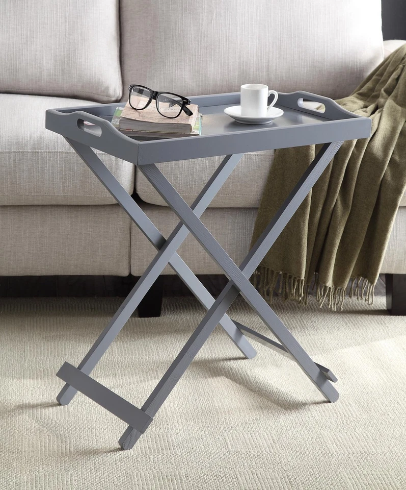 Convenience Concepts Designs2Go 22 Inch Grey Tray Table Fully Assembled - Image 2 of 4