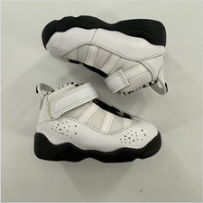 Nike Jordan 6 Rings TD Shoes 4C Infant Toddler White Black Elephant Print Strap