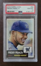 2018 Topps Living Set Freddy Peralta #59 PSA 10 RC Rookie Card. rookie card picture