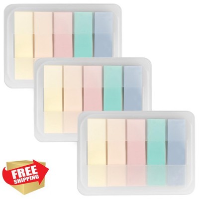Essex Wares 300pc Transparent Sticky Tabs 5 Muted Colors 1.8''x0.4''
