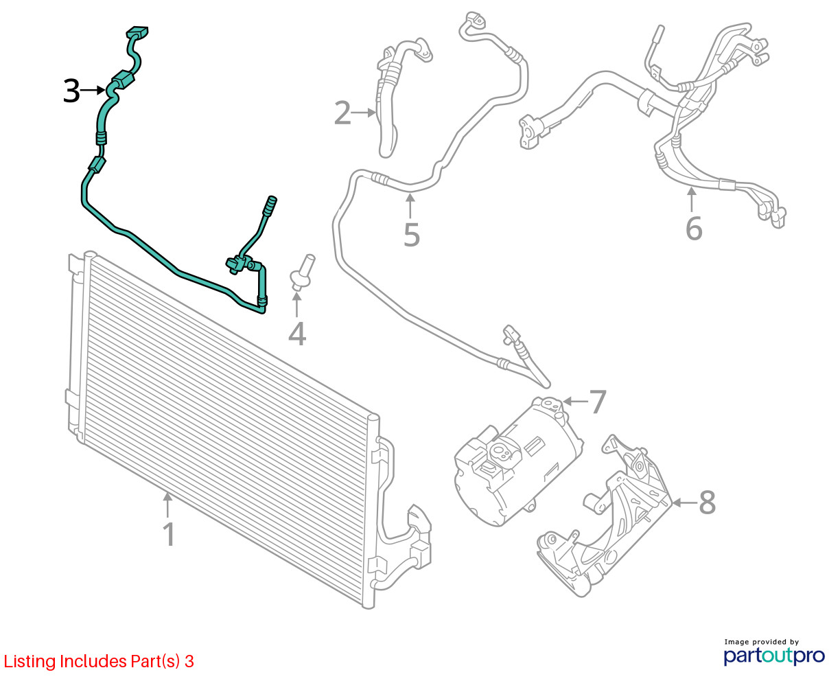 2014-2017 BMW i8 I12 1.5L AWD A/C Refrigerant Discharge Hose Pipe Line OEM