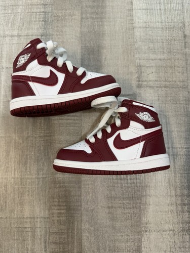 Nike Air Jordan 1 Mid TD Cherry Red White Toddler Shoes Size 5C Sneakers