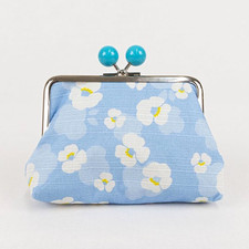 Women&rsquo;s Kiss Lock Coin Purse Wallet Floral Flower Blue White Yellow