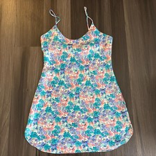 Circa 2000 Vintage Y2K Slip Babydoll Dress Floral Coquette Pastels Lingerie Sz M