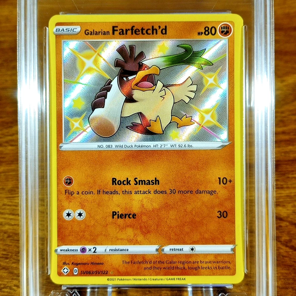 Pokemon Shining Fates Galarian Farfetch'd SV063/SV122 AGS Gem-MT 10 Holo 2021 - Image 2 of 4