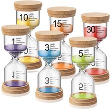 Pack of Wooden Sand Timer Set Operation 1/3/5/10/15/30 Minute 6 Multicolor