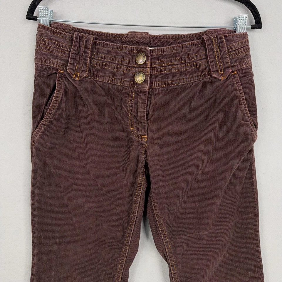 Tommy Hilfiger Pantalones Mujer 6 Marrón Pana Bootcut Doble Botón Solapa Bolsillos Foto 2 de 4