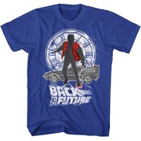 Back To The Future Silhouette Collage T-Shirt Kurzarm Herren Royal Baumwolle