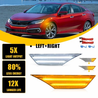 Fit 2016-2021 Honda Civic Sport Touring Clear Switchback Side Marker Lights