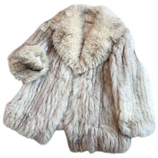 EMBA Blue Fox Real Fur Coat Ladies Thick Volume Approx US Size M From Japan