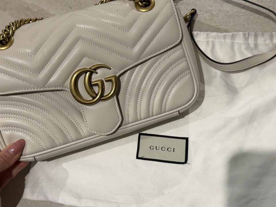 Gucci GG Marmont Matelassé Leather Shoulder Bag, Small, Ivory
