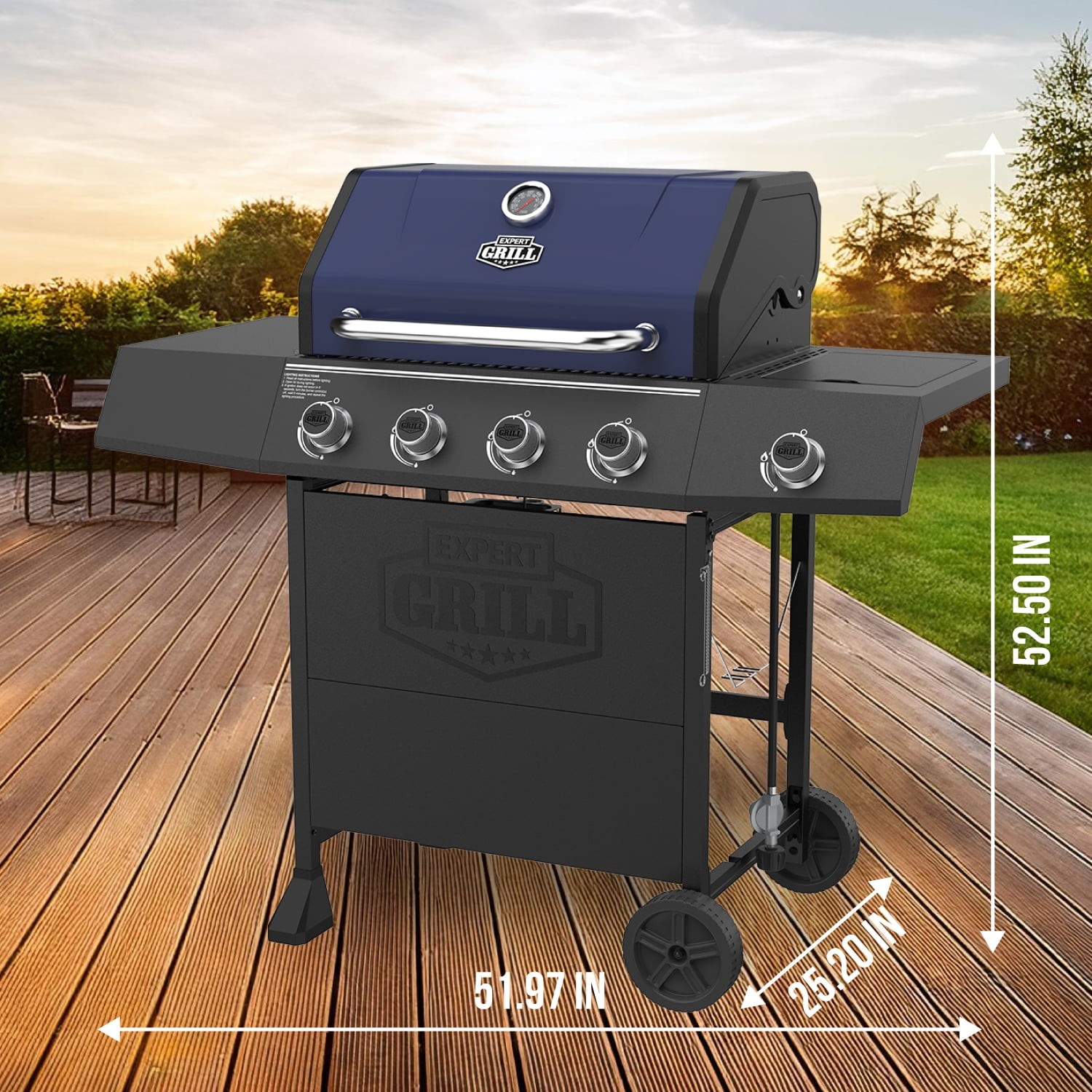 Expert Grill 4 Burner with Side Burner Propane Gas Grill in Blue