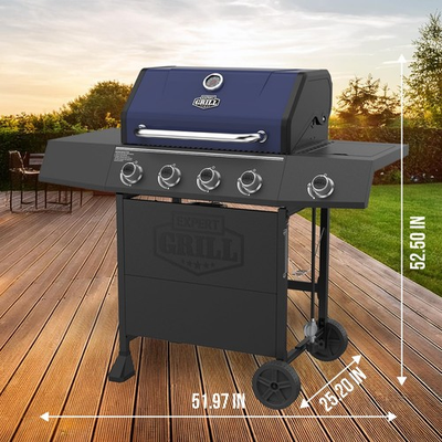 #ad Expert Grill 4 Burner with Side Burner Propane Gas Grill in Blue $190.18