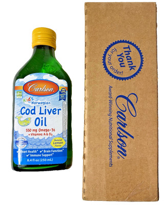 Carlson Kid's Norwegian Cod Liver Oil - Lemon - 8.4 fl oz Liquid - Exp 06/2028
