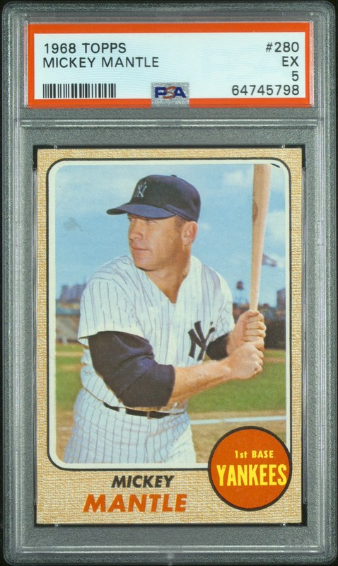 1968 Topps - Mickey Mantle #280 - PSA 5 EX - Centered Great Color - HOF Yankees