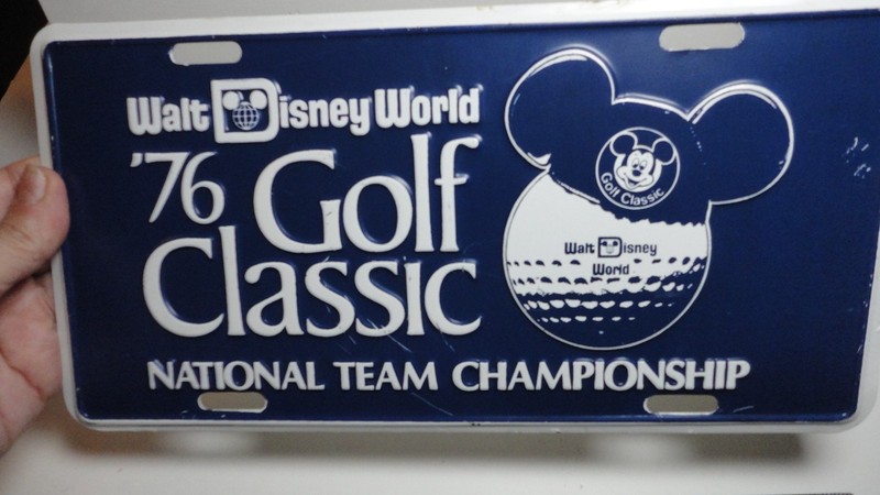 Walt Disney World 1976 RARE Navy Blue Golf Classic Booster License NTCPlate/Used