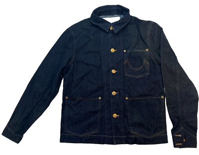 True Religion Denim Jean Jacket Men's Size Large Midnight Dino