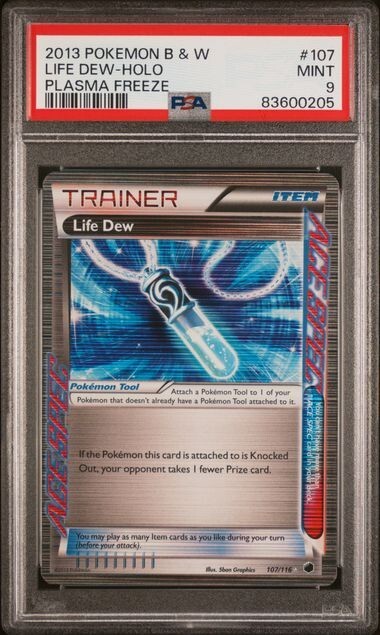 PSA 9 MINT Life Dew 107/116 Holo B&W Plasma Freeze 2013 Pokemon Card
