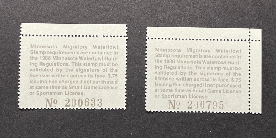 1986 MINNESOTA - State Duck Stamp - Lot1 - MNH **COLOR VARIETY ERROR** - Image 4 of 4