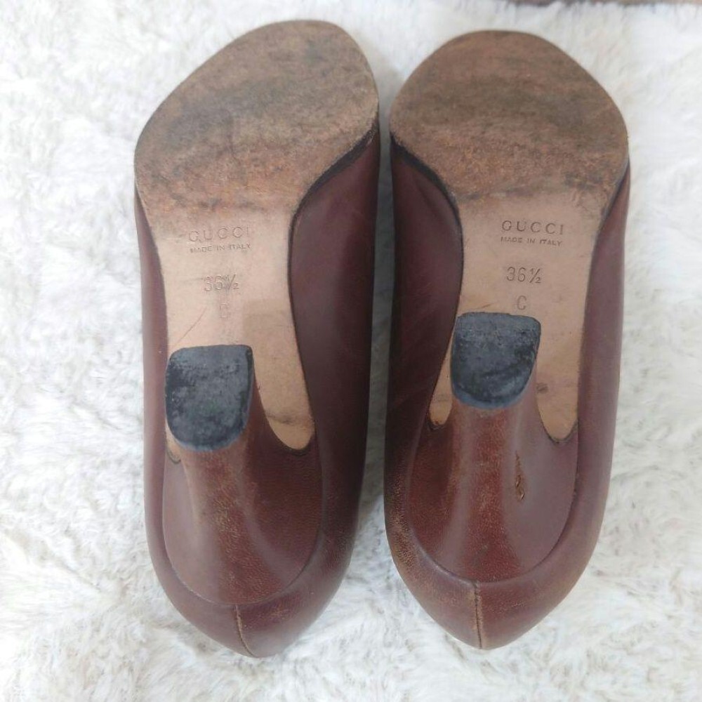 Gucci Horsebit Pumps Heels Brown Leather Size 36.5 US Abt6.5 Women thumbnail 11