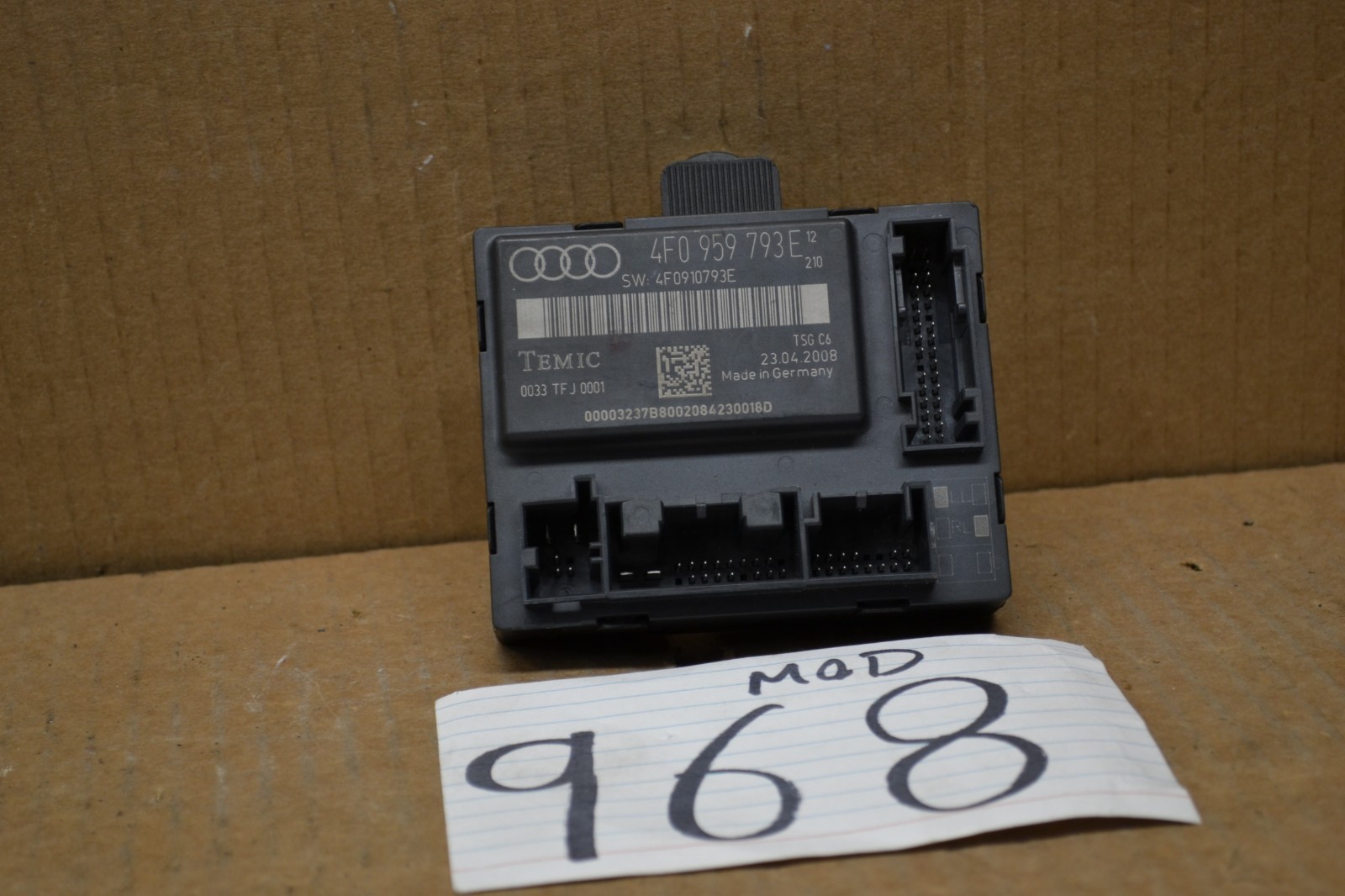 06 07 08 AUDI A6  Front Door Control Module 4F0959793E  Computer #968-MOD 