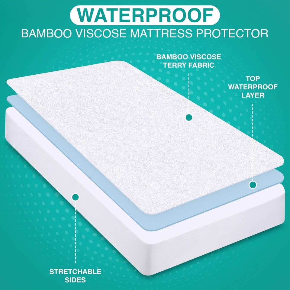 Premium Waterproof Mattress Protector Queen Size, Viscose Made from