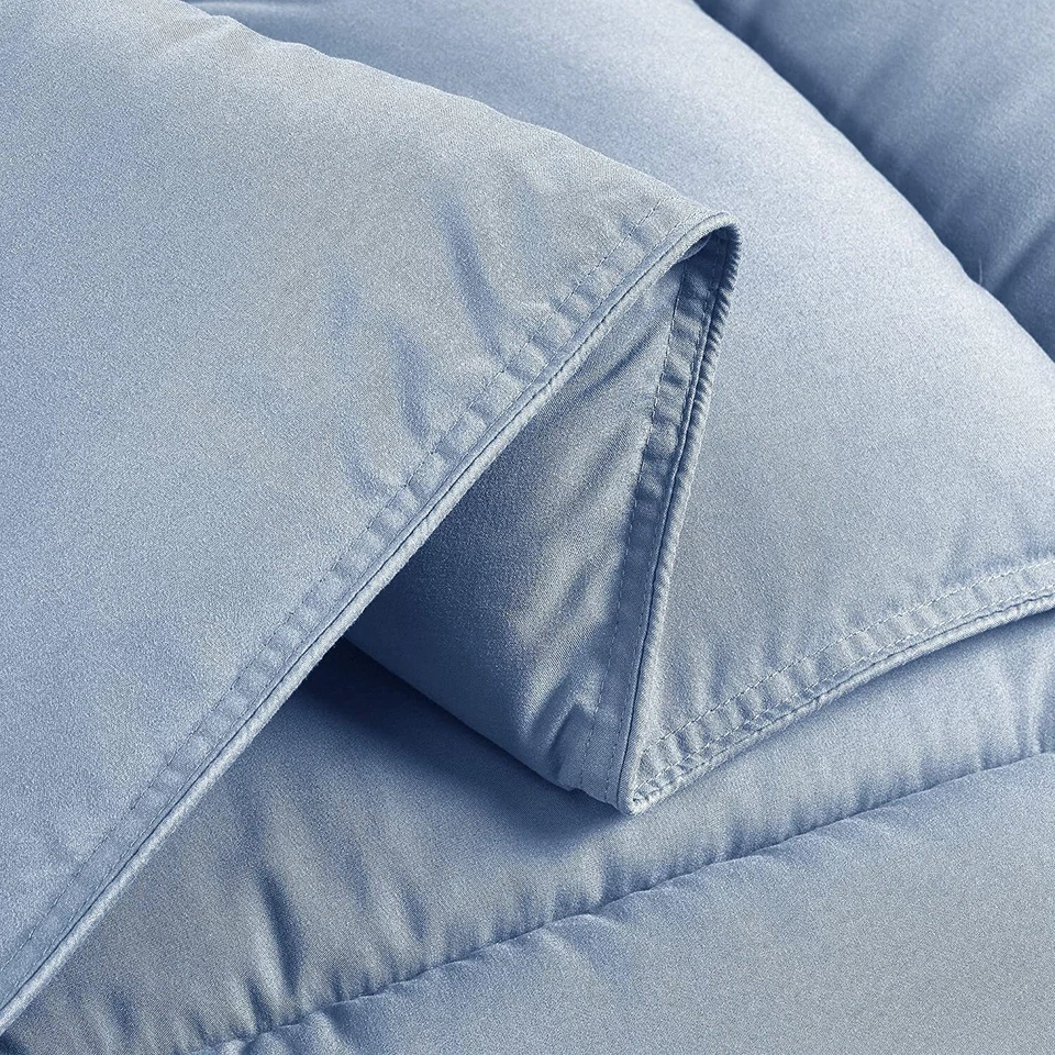 Chambray Blue All Season Fluffy Down Alternative Comforter Set - Duvet Insert - Image 4 of 4