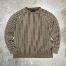 Y2K Chunky knit sweater brown ribbed crewneck mens large Sonoma
