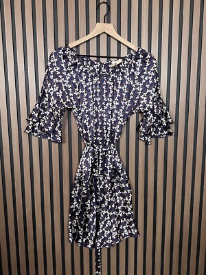 Converse x John Varvatos Dress XS 100% Silk Purple Fit Flare Floral  Belted