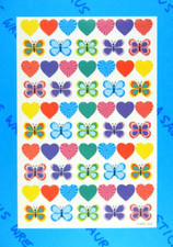 American Greetings Hearts Butterflies Sticker Sheet