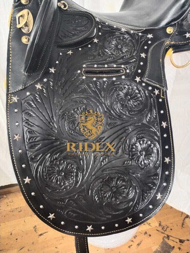 Australian Stock Horse Tack Ledersattel mit Werkzeug Schnitzerei alle Größen. - Bild 10 von 12