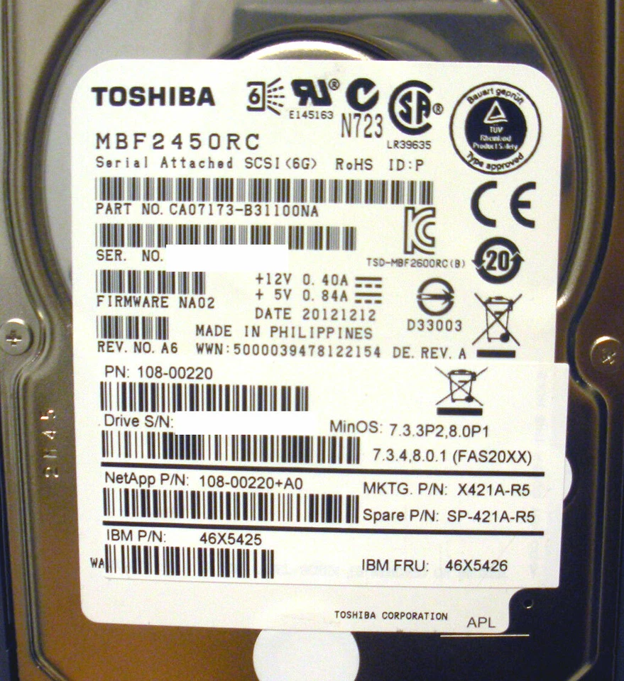 NetApp X421A-R5 Hard Drive 450GB 10K SAS 2.5in - Image 3 of 4