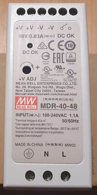 Mean Well MDR-40-48 Schaltnetzteil  Eingang: 100-240V AC Ausgang: 48V DC 0,83A