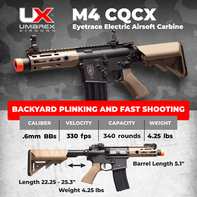 Umarex EF M4 CQCX-6MM-BLACK/TAN AEG 6mm Airsoft Rifle w/ Battery